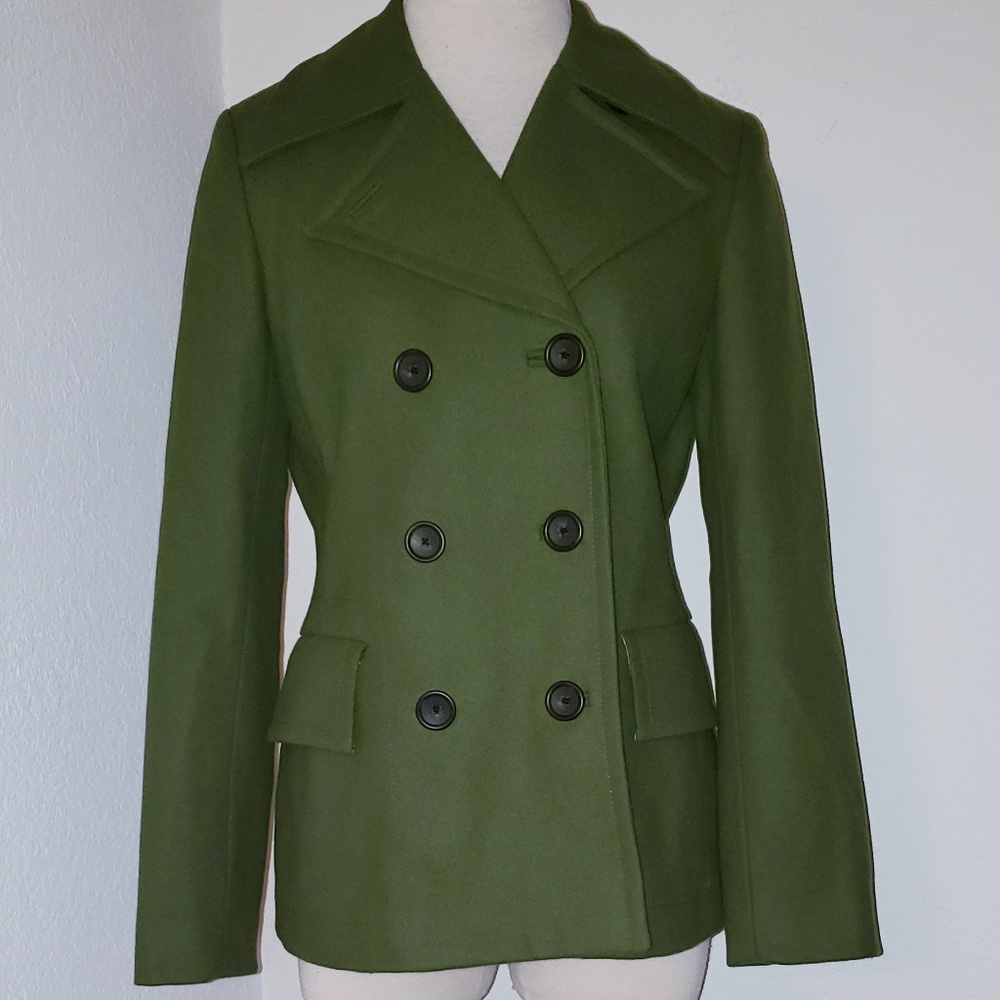 Banana Republic Double Breasted Olive Peacoat
